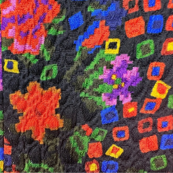 Caroline Charles London Wool Silk Multicolor Floral Geometric Blazer - Picture 11 of 15